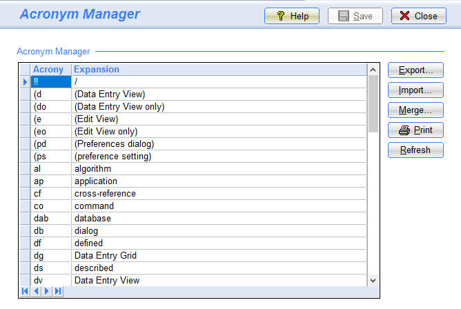 SI8 Acronym Manager