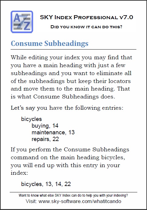 Consume Subheadings