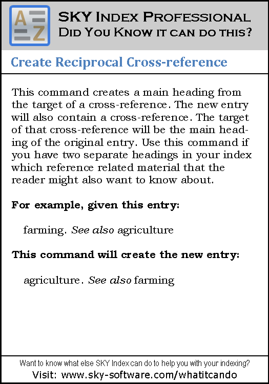 Create Reciprocal Cross-reference