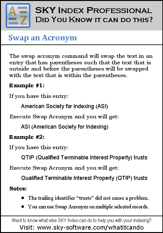 Swap Acronym