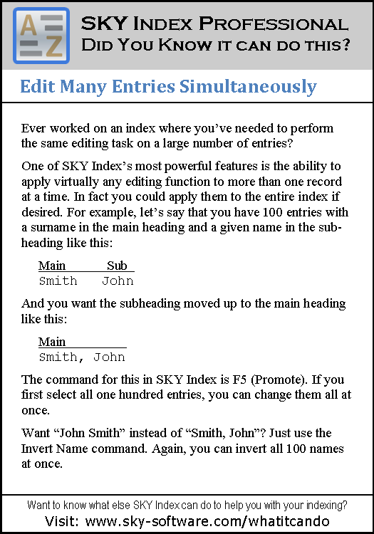 Edit Many Entries